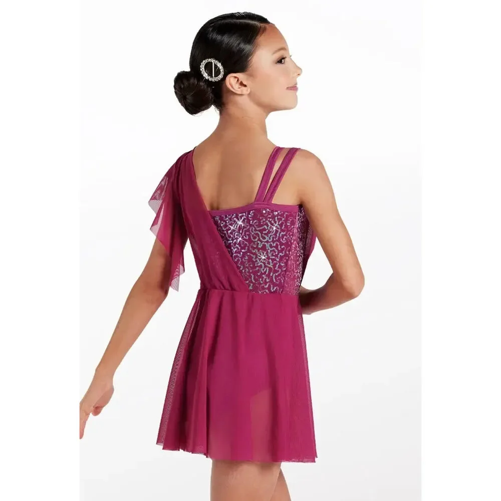 Pre-Owned Dance Costume Large Child Ivory Weissman 15274 Sequin Dress Ballet Ly